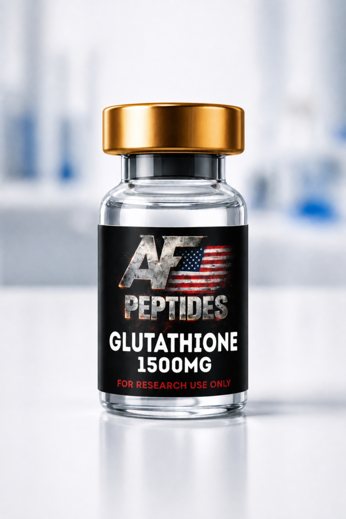 AF Peptides Glutathione 1500mg glass vial with gold cap and black research-use-only label